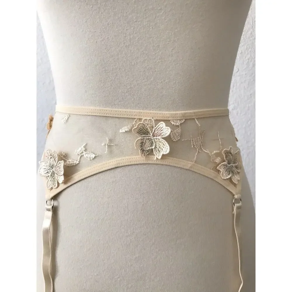 Lingerie Garter Belt Floral Embroidered Fairy Coquette Cottagecore Romantic